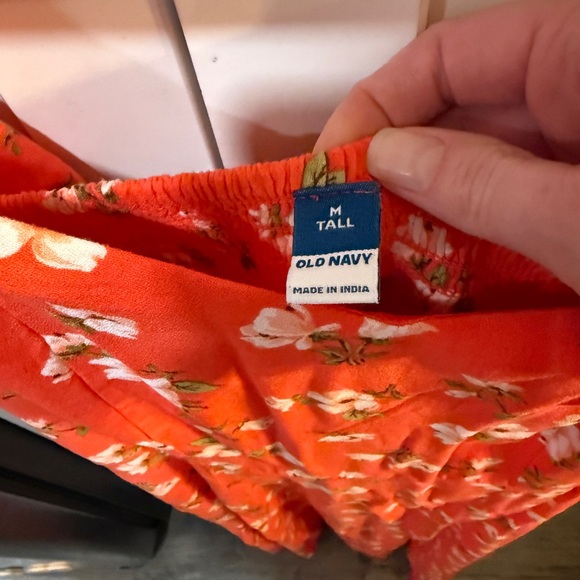 Old Navy Orange Floral Crepe Midi Dress - Picture 3 of 7